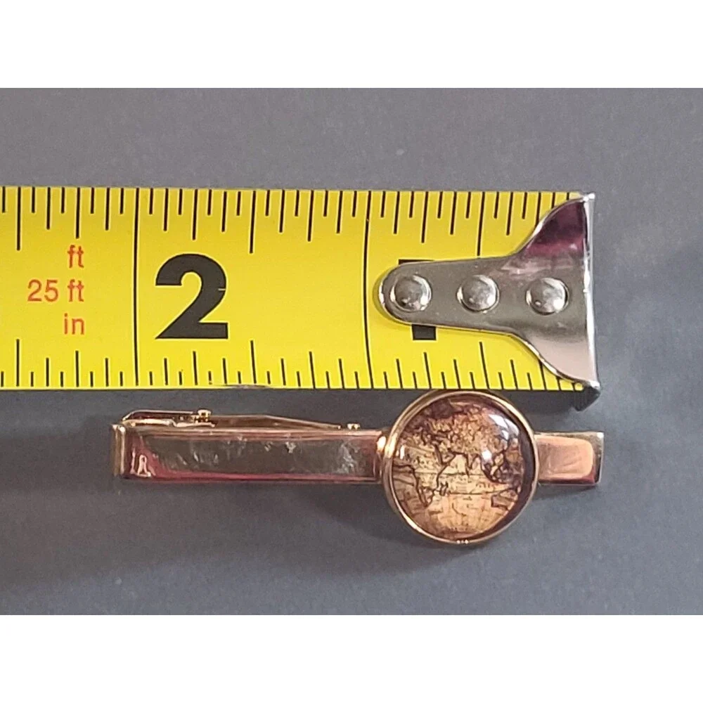3 Piece Vintage World Map Cufflinks and Tie Clip Set